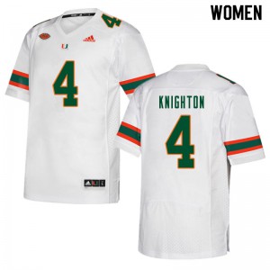 Women's Jaylan Knighton White University of Miami #4 Football Jerseys