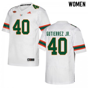 Women's Luis Gutierrez Jr. White University of Miami #40 High School Jersey