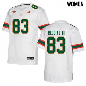 Womens Michael Redding III White Miami Hurricanes #83 Football Jerseys
