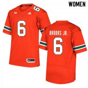 Women Sam Brooks Jr. Orange Miami Hurricanes #6 Embroidery Jersey
