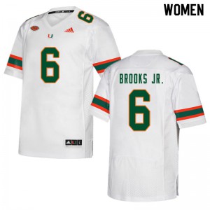 Women's Sam Brooks Jr. White University of Miami #6 NCAA Jerseys