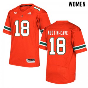 Women Tirek Austin-Cave Orange University of Miami #18 Official Jersey