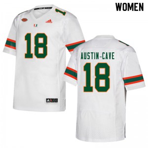 Women Tirek Austin-Cave White University of Miami #18 College Jerseys