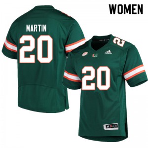 Women Asa Martin Green Miami #20 NCAA Jersey