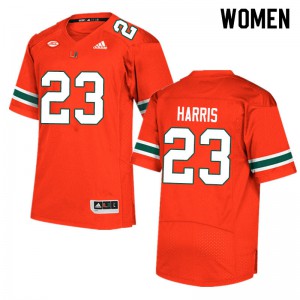 Women's Cam'Ron Harris Orange University of Miami #23 University Jersey