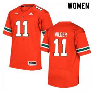 Women's De'Andre Wilder Orange University of Miami #11 Player Jersey