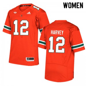 Women's Jahfari Harvey Orange Hurricanes #12 NCAA Jerseys