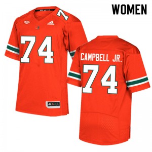 Women John Campbell Jr. Orange Miami #74 NCAA Jerseys