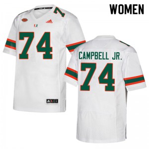 Womens John Campbell Jr. White Miami #74 Official Jerseys