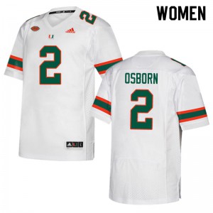 Women's K.J. Osborn White Miami Hurricanes #2 Stitch Jersey