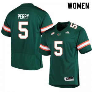 Women's N'Kosi Perry Green Miami #5 Football Jersey