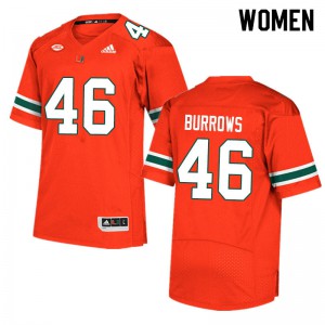 Women Suleman Burrows Orange Miami #46 NCAA Jerseys