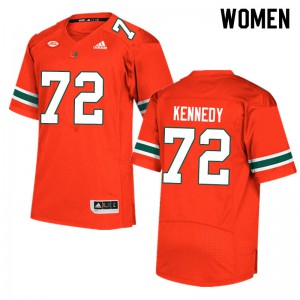 Women Tommy Kennedy Orange University of Miami #72 College Jerseys