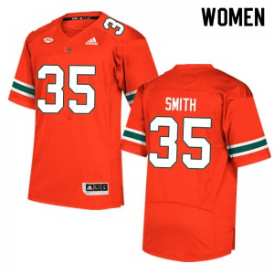 Women's Zac Smith Orange University of Miami #35 Embroidery Jerseys