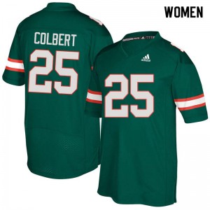 Womens Adrian Colbert Green University of Miami #25 Embroidery Jersey