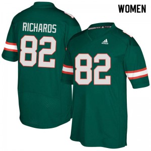 Womens Ahmmon Richards Green Miami Hurricanes #82 NCAA Jersey