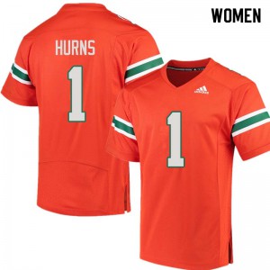 Womens Allen Hurns Orange Miami Hurricanes #1 Stitch Jerseys