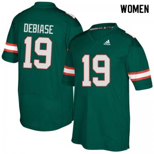 Women Augie DeBiase Green Miami #19 Football Jersey