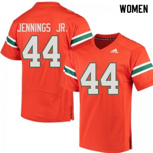 Women Bradley Jennings Jr. Orange Miami Hurricanes #44 Alumni Jersey