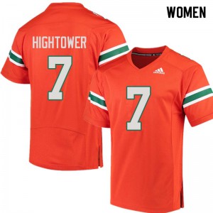 Womens Brian Hightower Orange Miami Hurricanes #7 High School Jersey