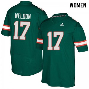Women's Cade Weldon Green Miami Hurricanes #17 NCAA Jersey