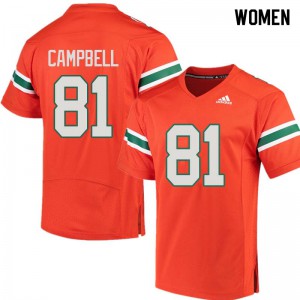 Women Calais Campbell Orange University of Miami #81 Player Jersey