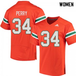 Women Charles Perry Orange Hurricanes #34 High School Jerseys