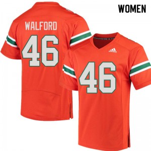 Womens Clive Walford Orange Miami Hurricanes #46 High School Jersey