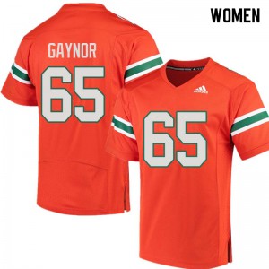 Womens Corey Gaynor Orange Miami Hurricanes #65 Embroidery Jersey
