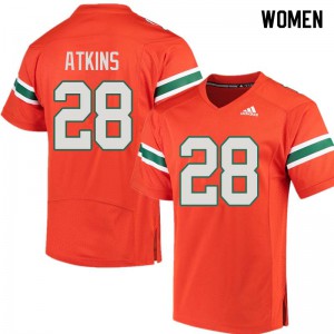 Women Crispian Atkins Orange Hurricanes #28 Stitch Jersey