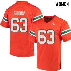 Womens Danny Isidora Orange University of Miami #63 NCAA Jerseys