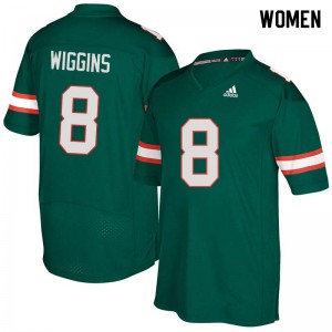 Women Daquris Wiggins Green Miami Hurricanes #8 Stitched Jerseys