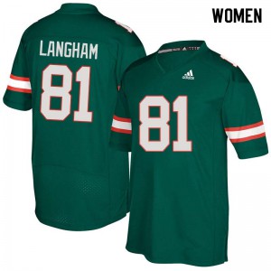 Womens Darrell Langham Green Miami #81 Embroidery Jerseys