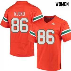 Women's David Njoku Orange Hurricanes #86 Stitch Jerseys
