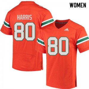 Womens Dayall Harris Orange University of Miami #80 NCAA Jerseys