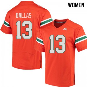 Womens DeeJay Dallas Orange Miami #13 NCAA Jersey
