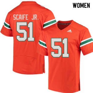 Womens Delone Scaife Jr. Orange University of Miami #51 Stitched Jersey