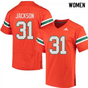 Women's Demetrius Jackson Orange Miami #31 Stitch Jersey