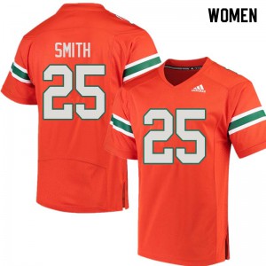 Women Derrick Smith Orange Miami #25 University Jersey