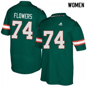 Women's Ereck Flowers Green Miami #74 Embroidery Jersey