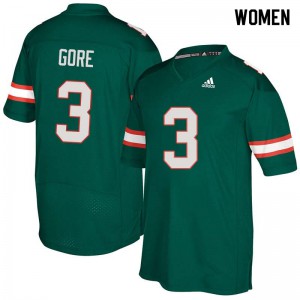 Womens Frank Gore Green Miami #3 High School Jersey