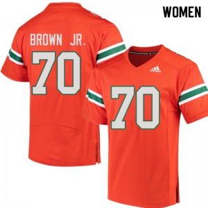 Women's George Brown Jr. Orange Miami Hurricanes #70 Football Jerseys