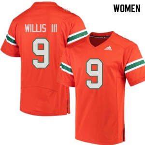 Women's Gerald Willis III Orange Miami #9 Stitch Jersey