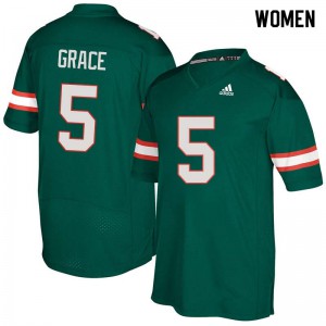 Women's Jermaine Grace Green Miami #5 College Jerseys