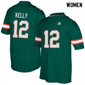 Women Jim Kelly Green Miami #12 Player Jerseys
