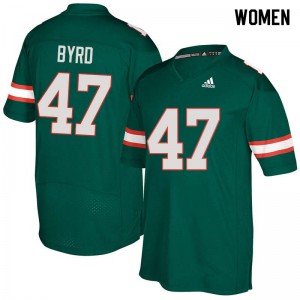 Women LaRon Byrd Green Miami Hurricanes #47 NCAA Jerseys