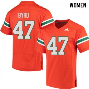 Women LaRon Byrd Orange Hurricanes #47 Stitched Jerseys