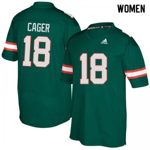 Women's Lawrence Cager Green Hurricanes #18 Football Jersey
