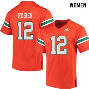 Women's Malik Rosier Orange Hurricanes #12 Stitched Jerseys
