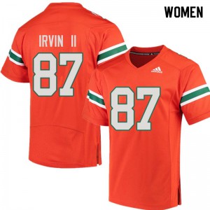 Women Michael Irvin II Orange Miami Hurricanes #87 Player Jerseys
